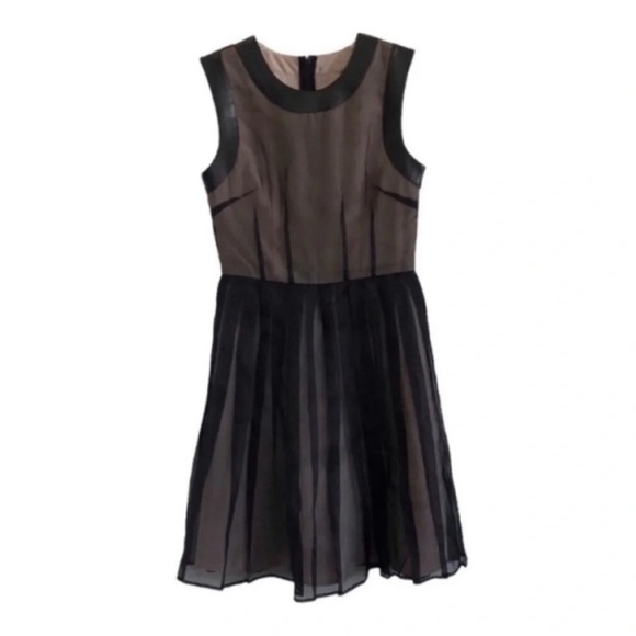 Nha Khanh Black Nude Chiffon Mini Dress - Picture 1 of 6